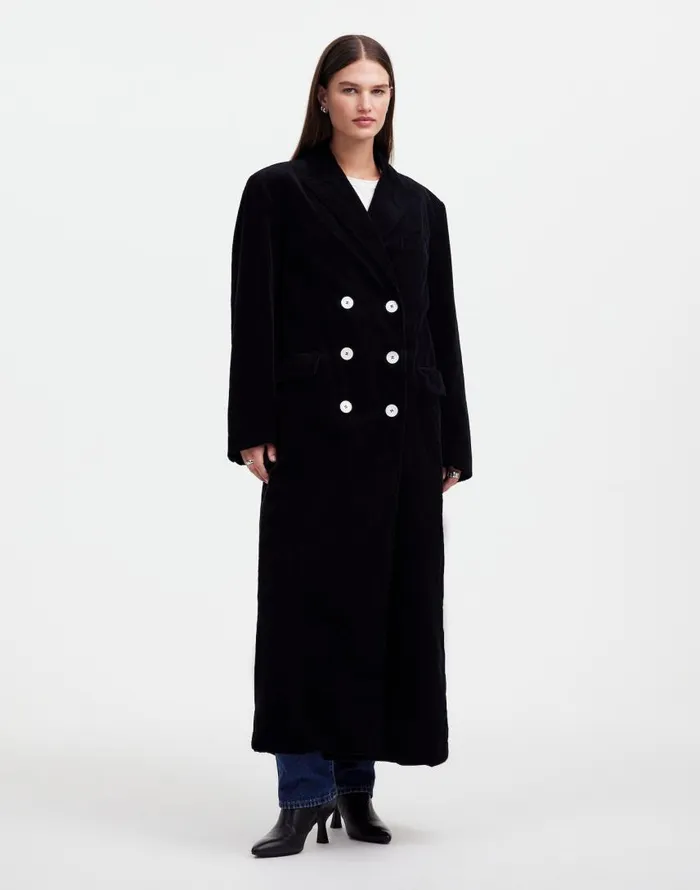 Coats Jackets Women Madewell Alexa Chung For Madewell Oversized Long Coat In Corduroy Jet Black
