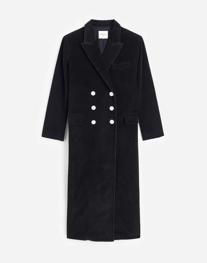 Coats Jackets Women Madewell Alexa Chung For Madewell Oversized Long Coat In Corduroy Jet Black