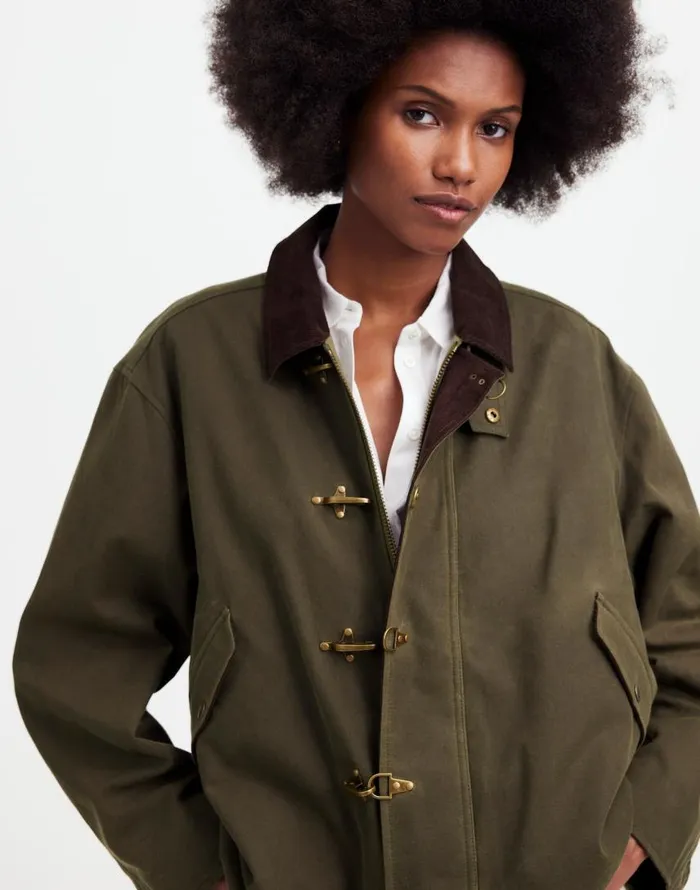 Coats Jackets Women Madewell Madewell X Alpha Industries Waxed Cotton Car Coat Cargo Olive