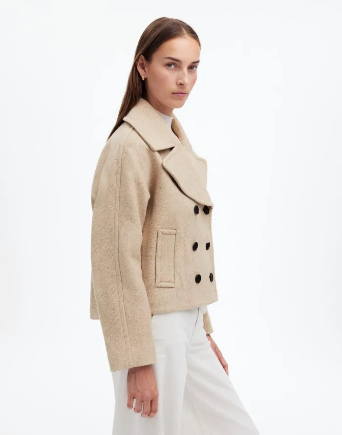 Coats Jackets Women Madewell OversizedCollar Short Peacoat As Header Oatmeal