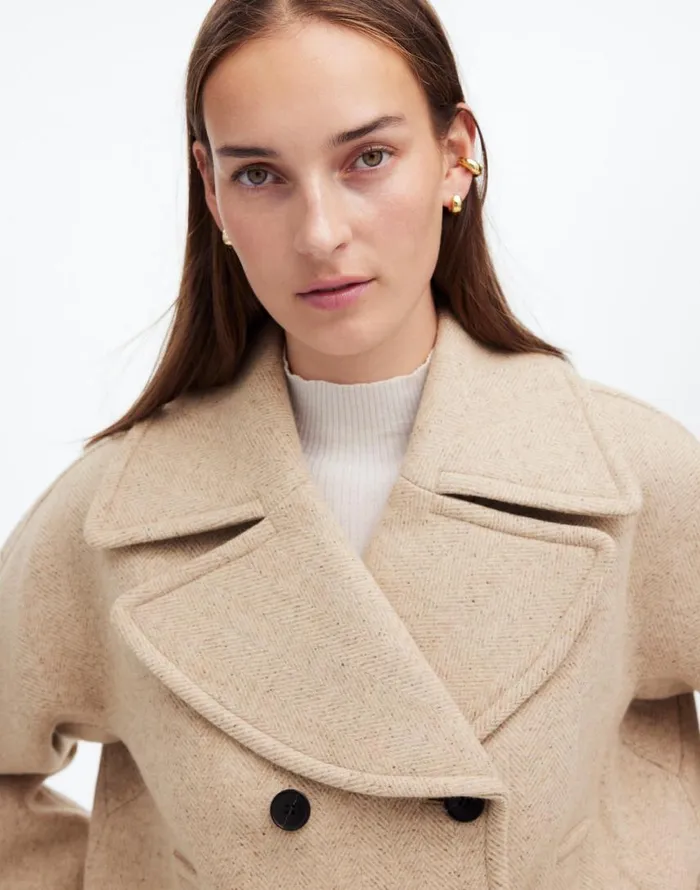 Coats Jackets Women Madewell OversizedCollar Short Peacoat As Header Oatmeal