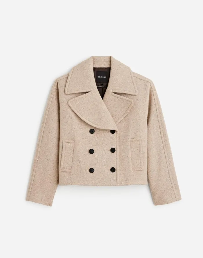 Coats Jackets Women Madewell OversizedCollar Short Peacoat As Header Oatmeal