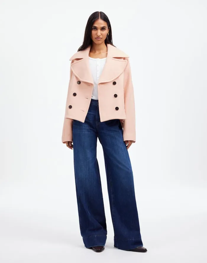 Coats Jackets Women Madewell OversizedCollar Short Peacoat Pale Blush