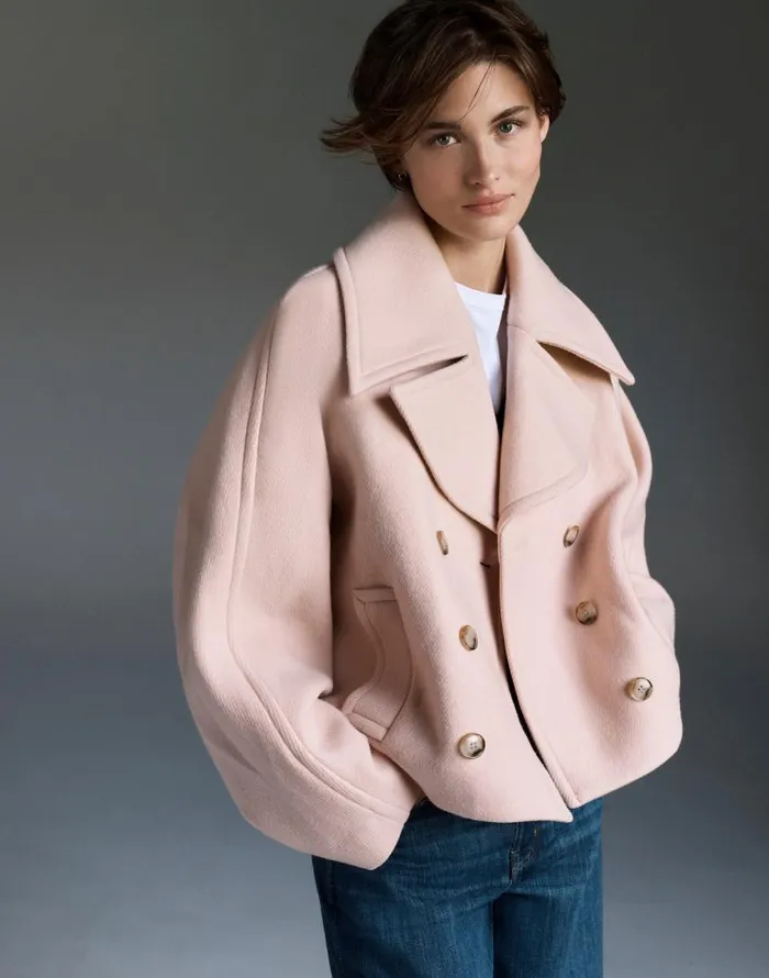 Coats Jackets Women Madewell OversizedCollar Short Peacoat Pale Blush