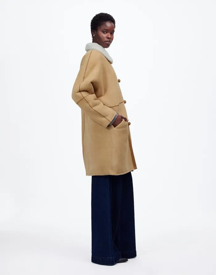 Coats Jackets Women Madewell Suede Oversized Long Jacket Winter White