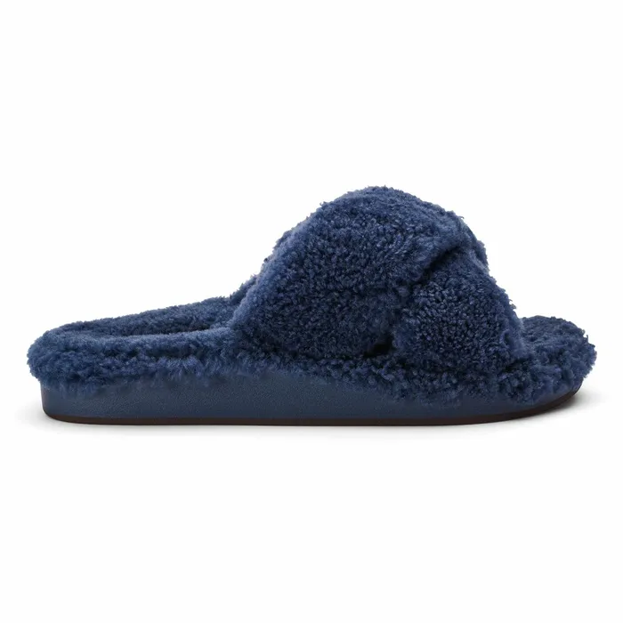 Cold Weather Women Olukai Hila Heu Slide Slipper Sandals 8211 Moonlit Ocean
