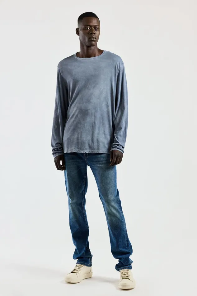 COTTON CITIZEN Classic Crew Long Sleeve Shirt Vintage Natural Blue Men Shirts COTTON CITIZEN Classic Crew Long Sleeve Shirt Vintage Natural Blue Men Shirts