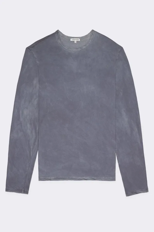 COTTON CITIZEN Classic Crew Long Sleeve Shirt Vintage Natural Blue Men Shirts COTTON CITIZEN Classic Crew Long Sleeve Shirt Vintage Natural Blue Men Shirts