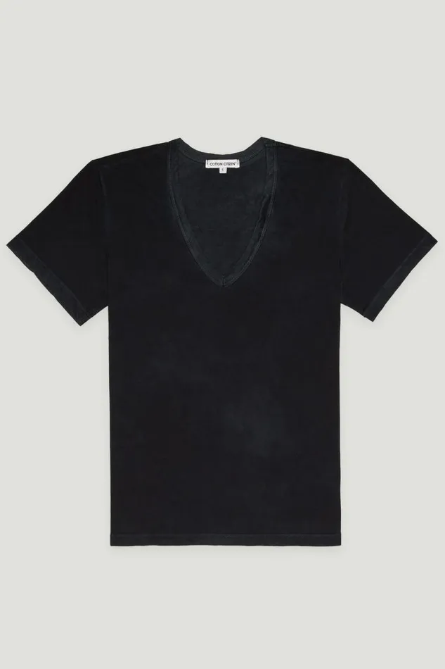 COTTON CITIZEN Standard VNeck Tee Vintage Black Women Tees COTTON CITIZEN Standard VNeck Tee Vintage Black Women Tees