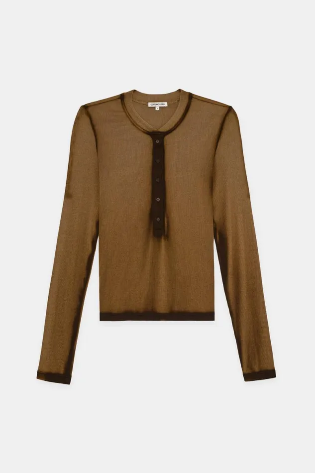 COTTON CITIZEN Verona Henley Espresso Cast Women Shirts COTTON CITIZEN Verona Henley Espresso Cast Women Shirts