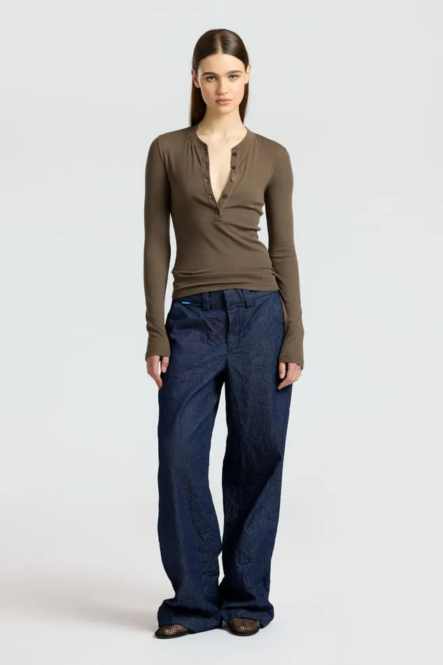 COTTON CITIZEN Verona Henley Fossil Women Shirts COTTON CITIZEN Verona Henley Fossil Women Shirts