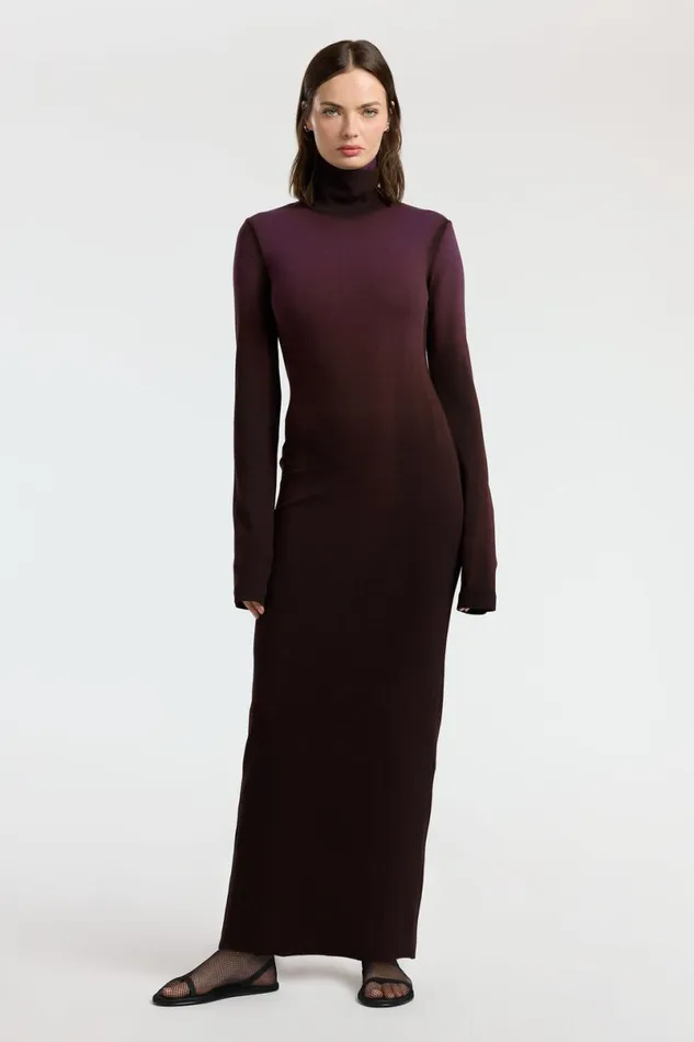 COTTON CITIZEN Verona Turtleneck Maxi Dress Eggplant Cast Women Dresses Skirts COTTON CITIZEN Verona Turtleneck Maxi Dress Eggplant Cast Women Dresses Skirts