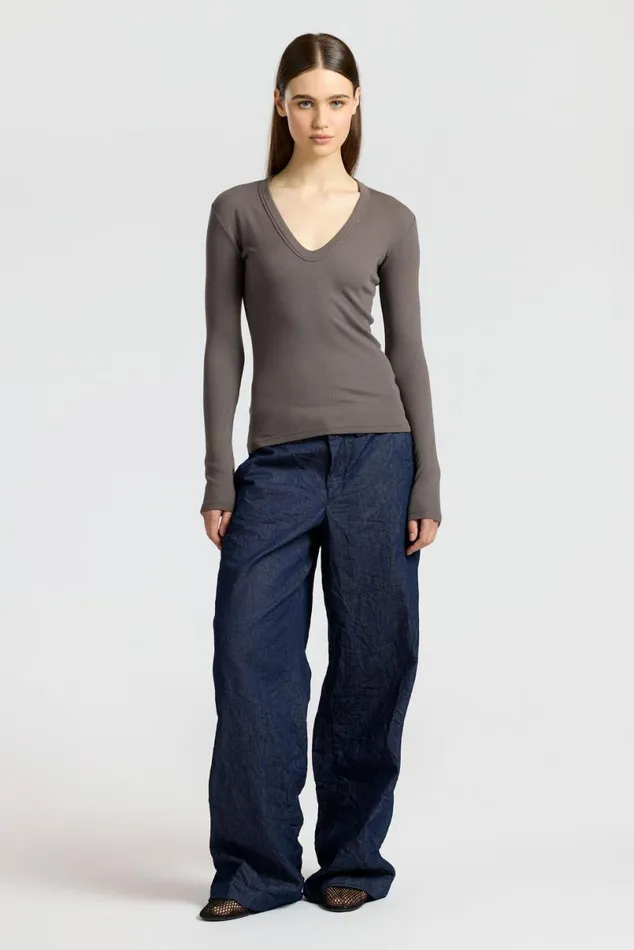 COTTON CITIZEN Verona UNeck Shirt Stone Women Shirts COTTON CITIZEN Verona UNeck Shirt Stone Women Shirts