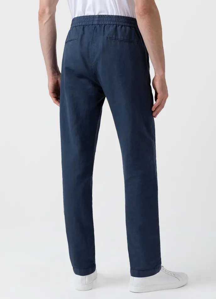 Cotton Linen Drawstring Trouser Shale Blue Men SUNSPEL Pants