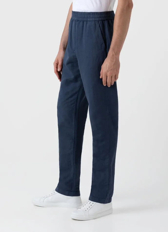 Cotton Linen Drawstring Trouser Shale Blue Men SUNSPEL Pants