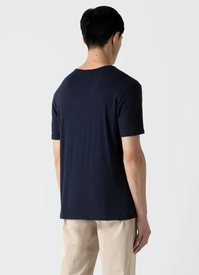 Cotton Linen Tshirt Navy Men SUNSPEL Tshirts
