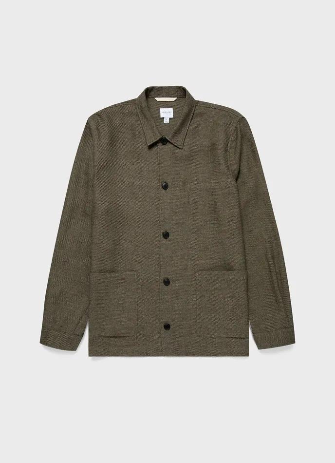 Cotton Linen Twill Twin Pocket Jacket Khaki Jackets and Coats ussunspel Men