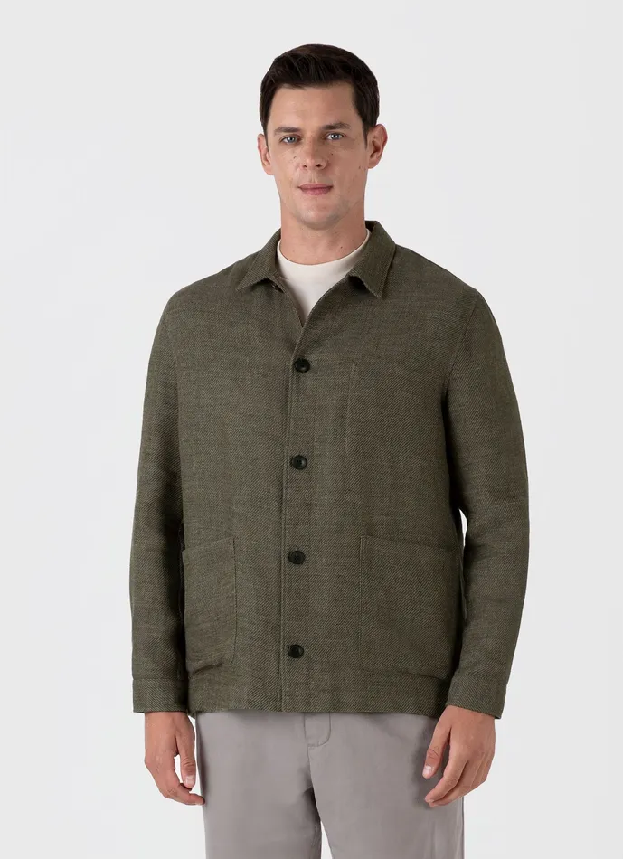 Cotton Linen Twill Twin Pocket Jacket Khaki Jackets and Coats ussunspel Men Cotton Linen Twill Twin Pocket Jacket Khaki Jackets and Coats ussunspel Men