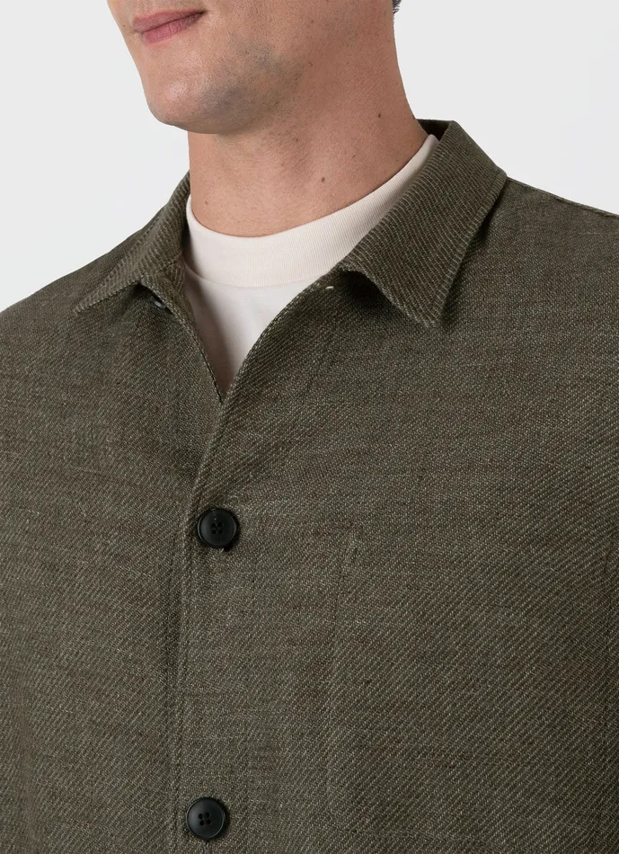 Cotton Linen Twill Twin Pocket Jacket Khaki Jackets and Coats ussunspel Men Cotton Linen Twill Twin Pocket Jacket Khaki Jackets and Coats ussunspel Men