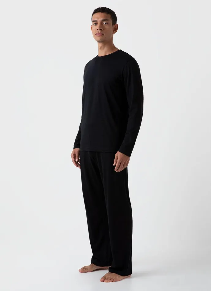 Cotton Modal Lounge Pant Black Men SUNSPEL Loungewear and Sleepwear