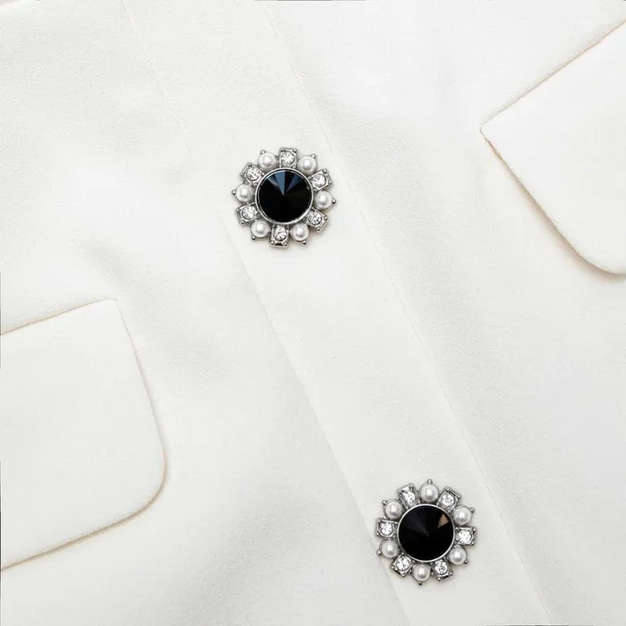 Cream Crepe Button Midi Dress Women Self Portrait Dresses