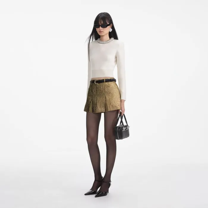 Cream Embellished Knit Top Women Self Portrait Knitwear Cream Embellished Knit Top Women Self Portrait Knitwear
