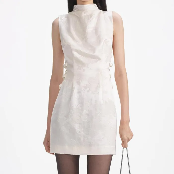 Cream Jacquard Mini Dress Women Self Portrait Dresses Cream Jacquard Mini Dress Women Self Portrait Dresses