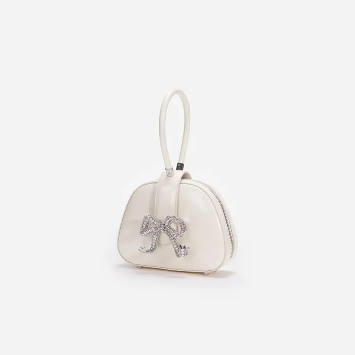 Cream Leather Top Handle Mini Bag Women Self Portrait Mini Cream Leather Top Handle Mini Bag Women Self Portrait Mini