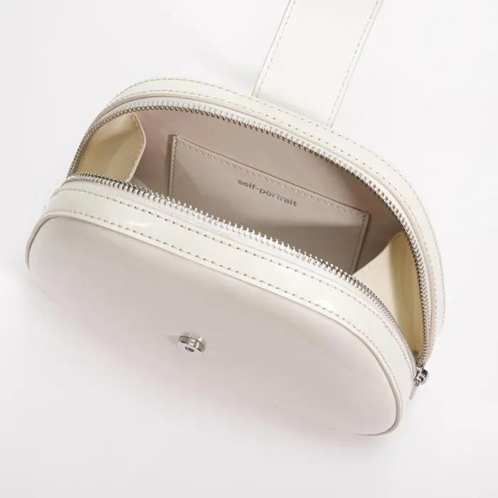 Cream Leather Top Handle Mini Bag Women Self Portrait Mini Cream Leather Top Handle Mini Bag Women Self Portrait Mini
