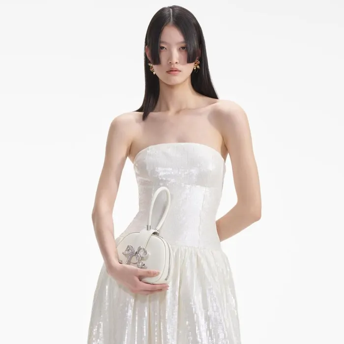 Cream Leather Top Handle Mini Bag Women Self Portrait Mini Cream Leather Top Handle Mini Bag Women Self Portrait Mini