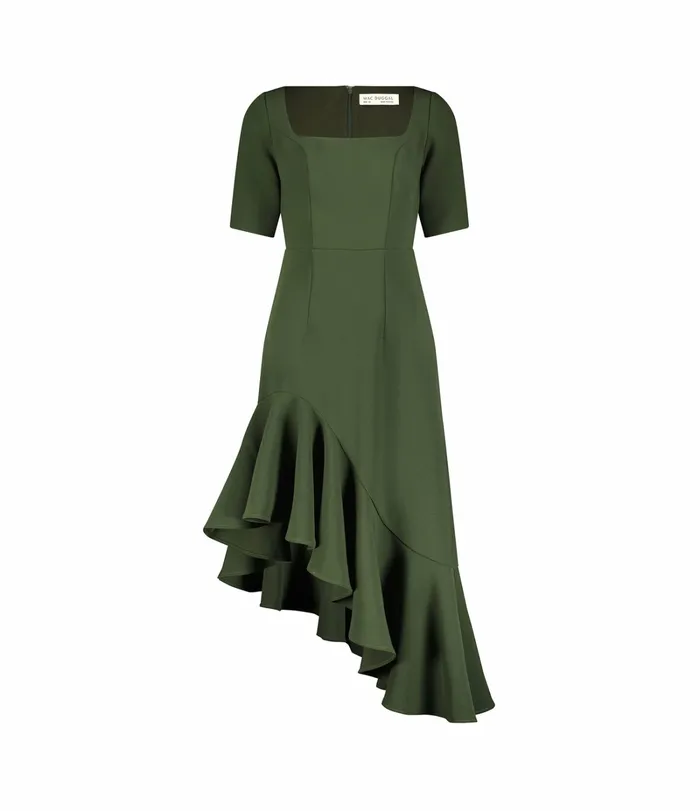 Crepe 34 Sleeve Asymmetrical Hem Dress Dark Green Women Every Day Dresses Mac Duggal Crepe 34 Sleeve Asymmetrical Hem Dress Dark Green Women Every Day Dresses Mac Duggal