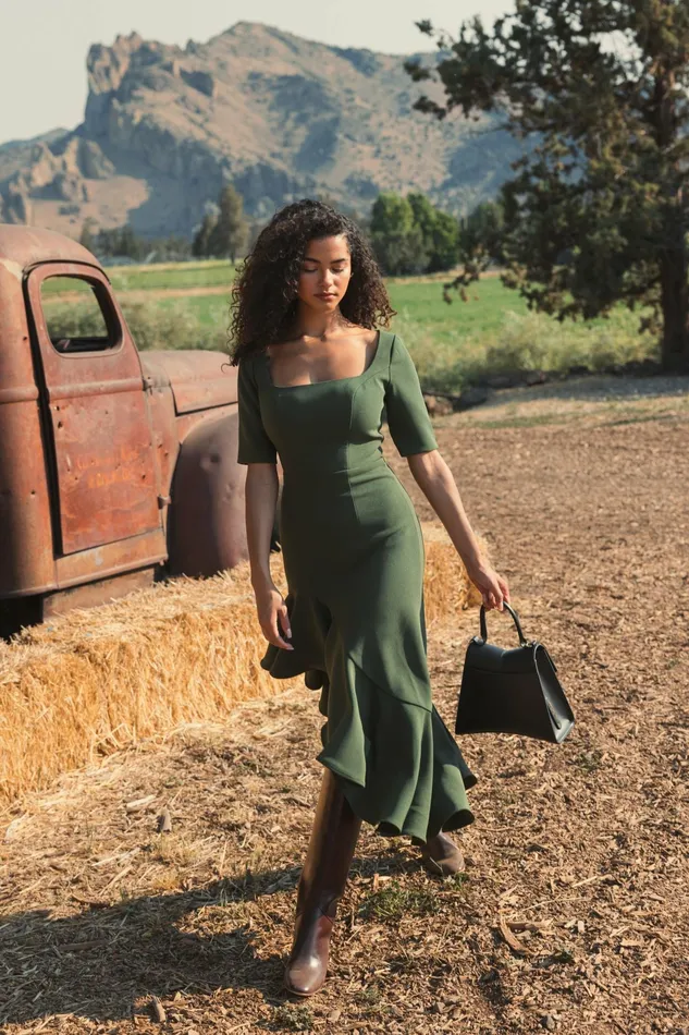 Crepe 34 Sleeve Asymmetrical Hem Dress Dark Green Women Every Day Dresses Mac Duggal Crepe 34 Sleeve Asymmetrical Hem Dress Dark Green Women Every Day Dresses Mac Duggal