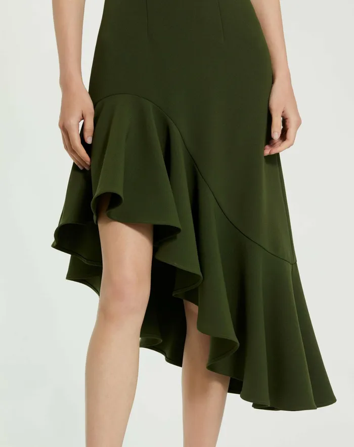 Crepe 34 Sleeve Asymmetrical Hem Dress Dark Green Women Every Day Dresses Mac Duggal Crepe 34 Sleeve Asymmetrical Hem Dress Dark Green Women Every Day Dresses Mac Duggal