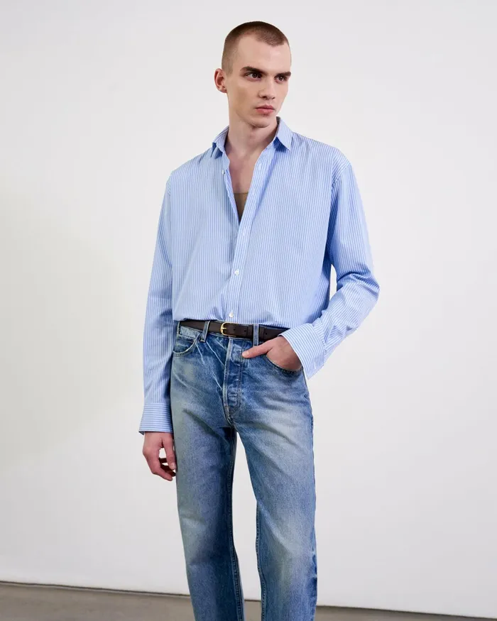 CRISTOBAL SHIRT Bluewhite Stripe Men Nili Lotan Shirts