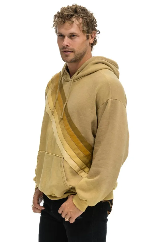 Cross Stripe Relaxed Pullover Hoodie 8211 Faded Tan WomenMen Aviator Nation Hoodies