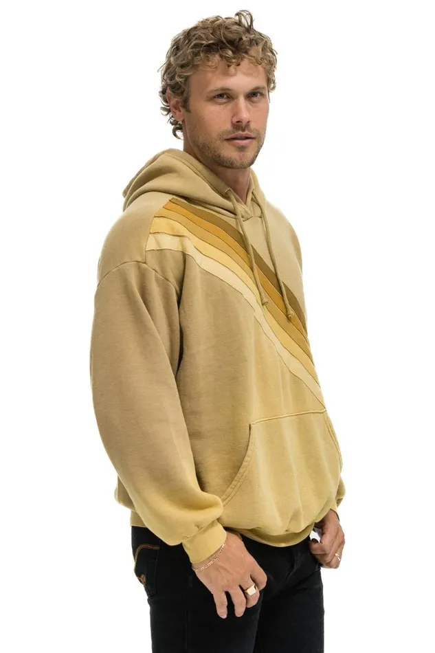 Cross Stripe Relaxed Pullover Hoodie 8211 Faded Tan WomenMen Aviator Nation Hoodies