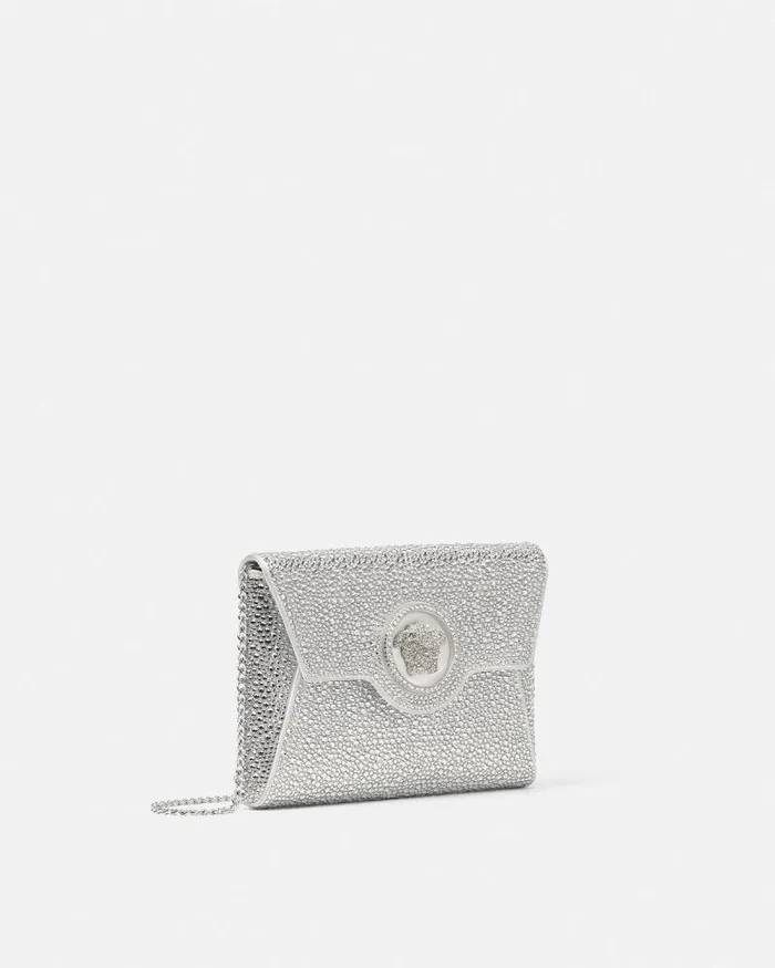 Crystal La Medusa Envelope Clutch White Women Versace Shoulder and Crossbody