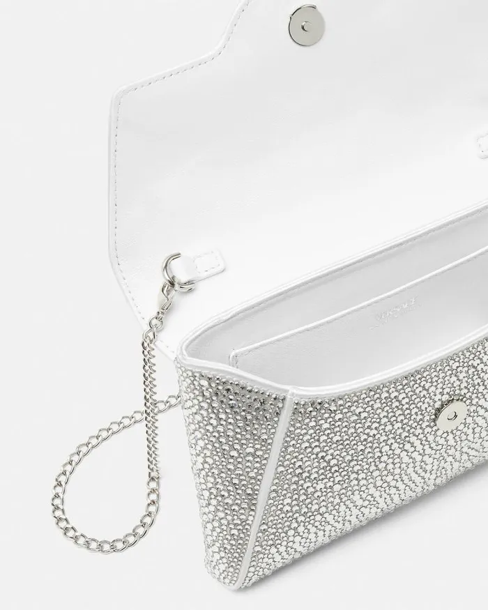 Crystal La Medusa Envelope Clutch White Women Versace Shoulder and Crossbody