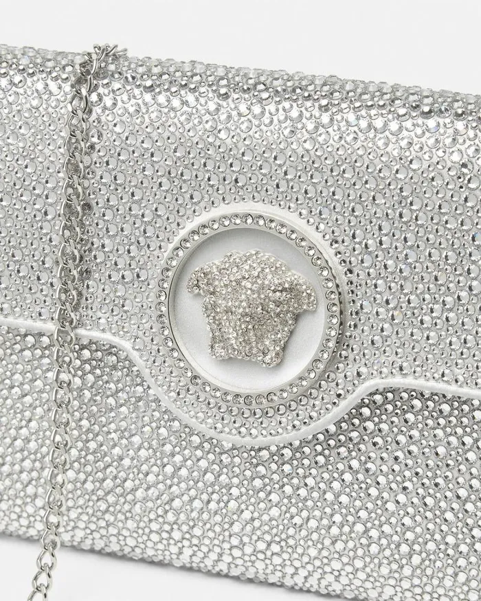 Crystal La Medusa Envelope Clutch White Women Versace Shoulder and Crossbody