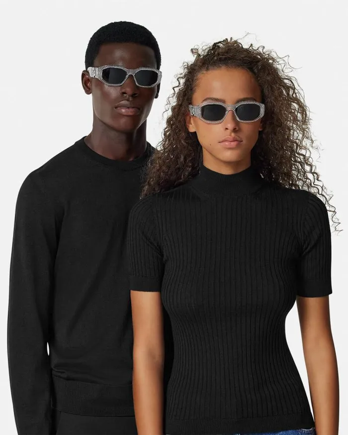 Crystal Medusa Biggie Sunglasses Transparent WomenMen Versace Sunglasses