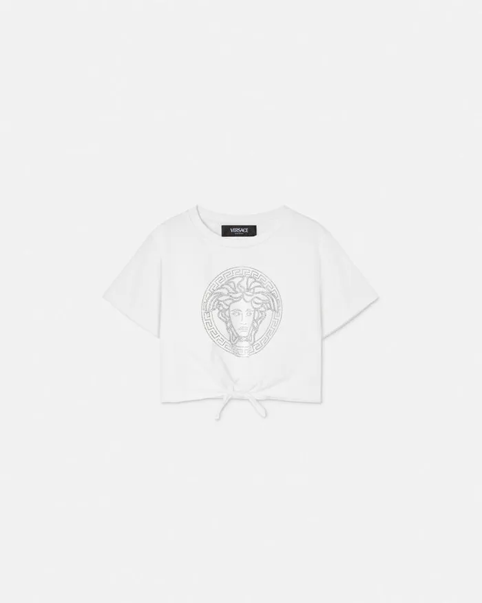Crystal Medusa Knotted Kids TShirt White Children Versace Clothing