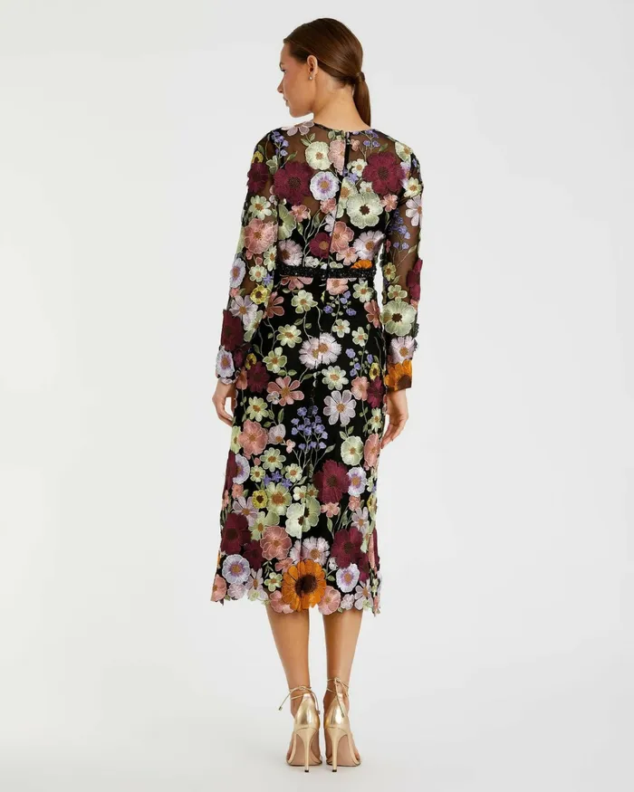 Daytime Dresses Mac Duggal Women High Neck Floral Embroidered ALine Dress Black Multi Daytime Dresses Mac Duggal Women High Neck Floral Embroidered ALine Dress Black Multi