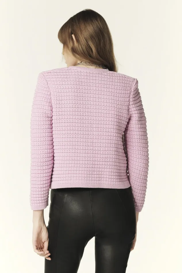 Decorative Knit Cardigan Gaspard Red Women Baandsh Sweaters and Cardigans