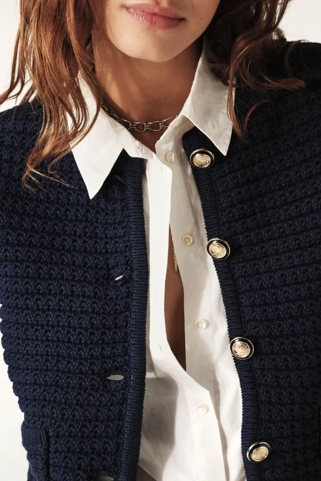 Decorative Knit Cardigan Gaspard Red Women Baandsh Sweaters and Cardigans