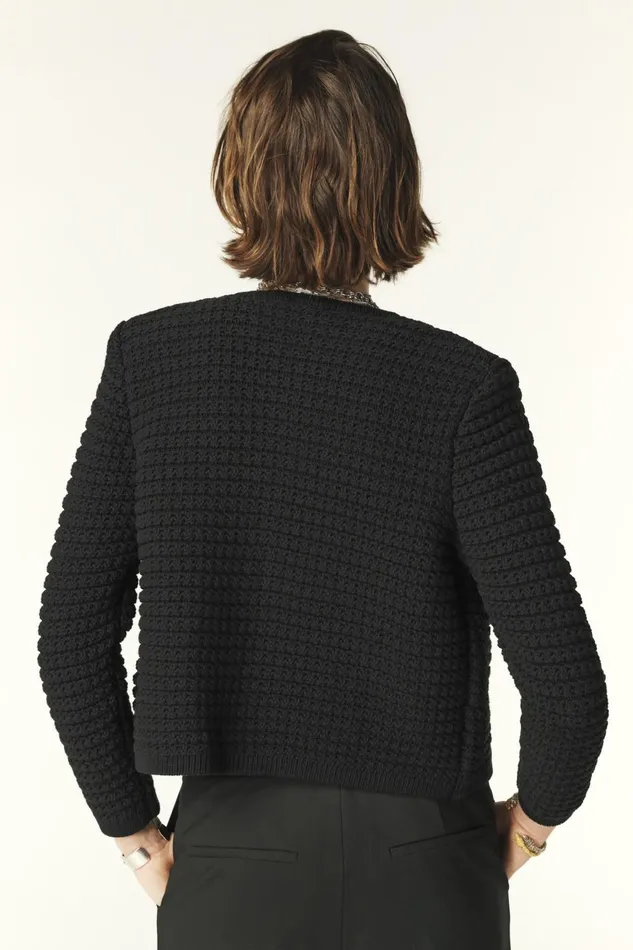 Decorative Knit Cardigan Gaspard Red Women Baandsh Sweaters and Cardigans