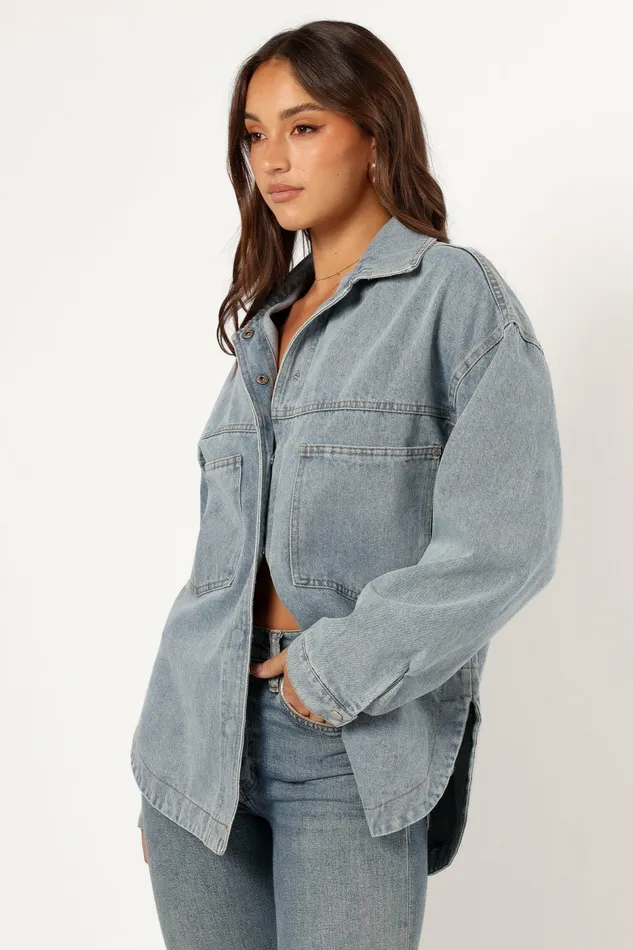 Denim Cassie Oversized Denim Shacket Blue Petal and Pup Women