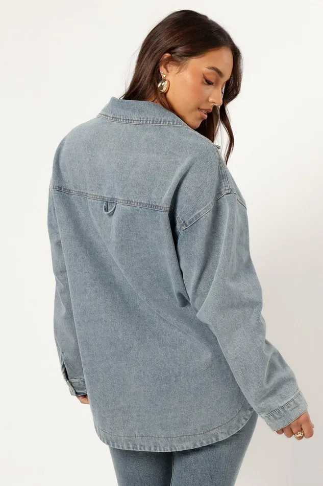 Denim Cassie Oversized Denim Shacket Blue Petal and Pup Women