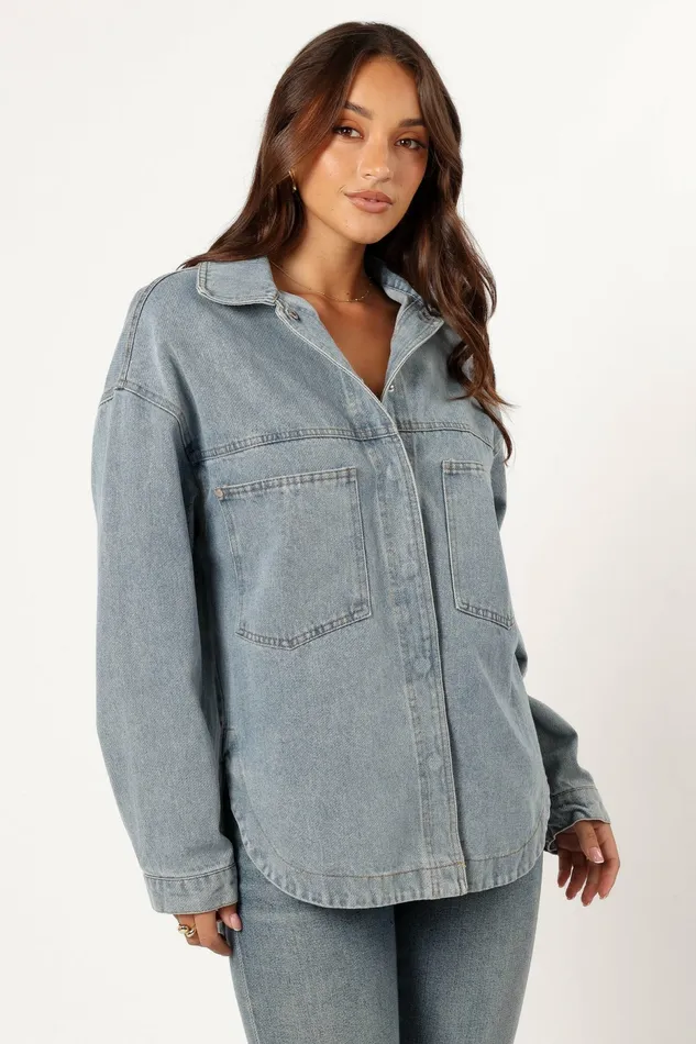 Denim Cassie Oversized Denim Shacket Blue Petal and Pup Women
