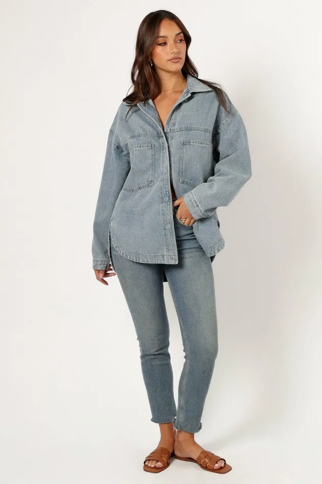 Denim Cassie Oversized Denim Shacket Blue Petal and Pup Women