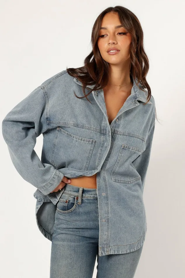 Denim Cassie Oversized Denim Shacket Blue Petal and Pup Women